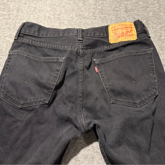 Levis 505 black jeans men’s measure 32x30 (tag 33x34) Straight Fit cotton denim - Picture 2 of 11